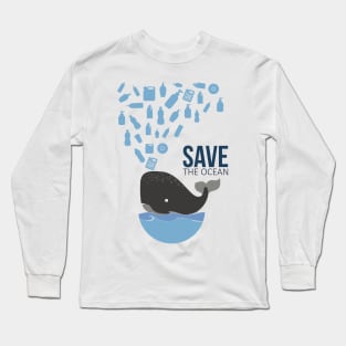 Save The Ocean Keep The Sea Plastic Free Turtle Scene Long Sleeve T-Shirt